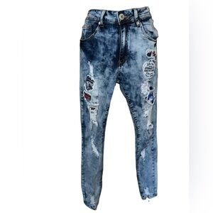 Red Fox Jeans distressed patch skinny jeans SZ 13